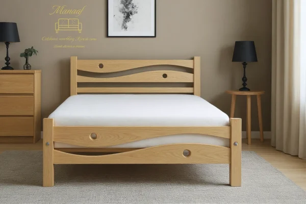 CAMA MADERA URAPAN FRONTAL Cama Madera En Flor Morado